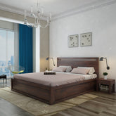Livinn Solid Sheesham Wood Bed With Box Storage (King Size, Walnut Finish)